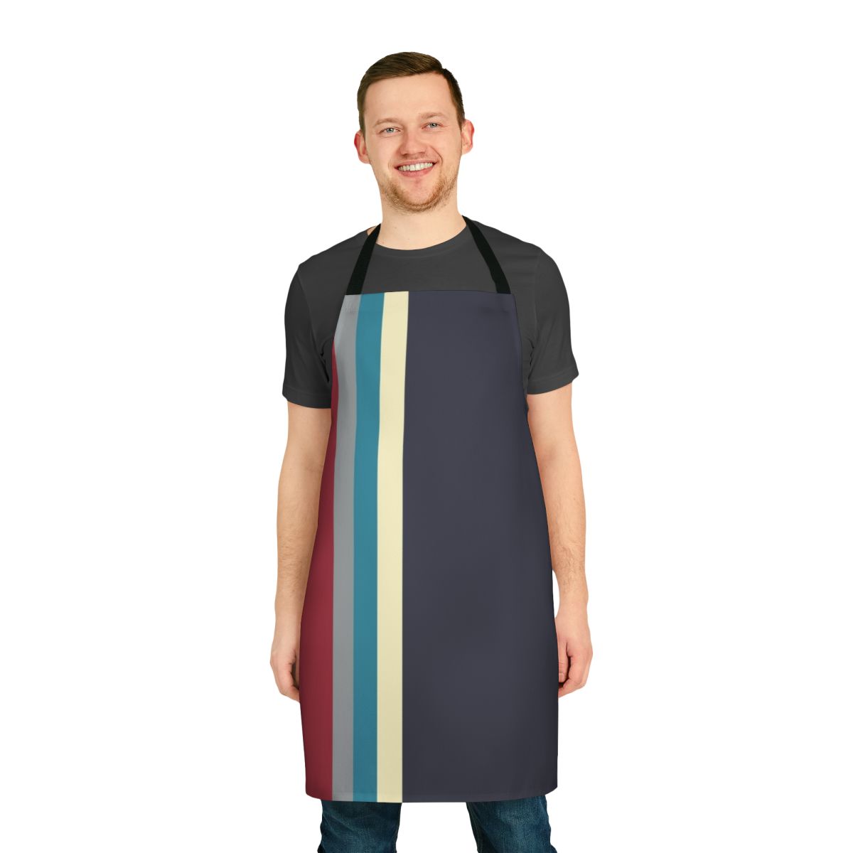 Retro mod stripes apron with bold pattern