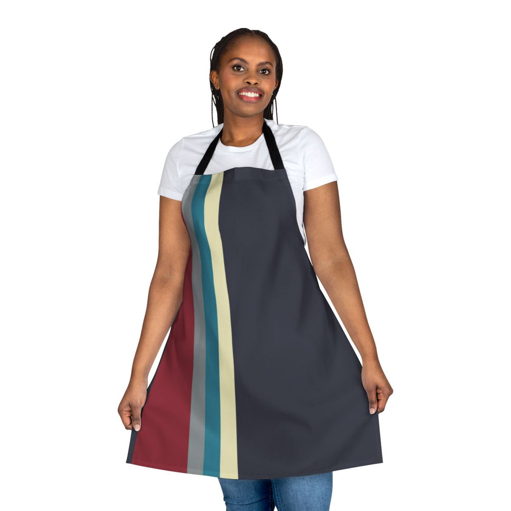 Retro mod stripes apron with bold pattern