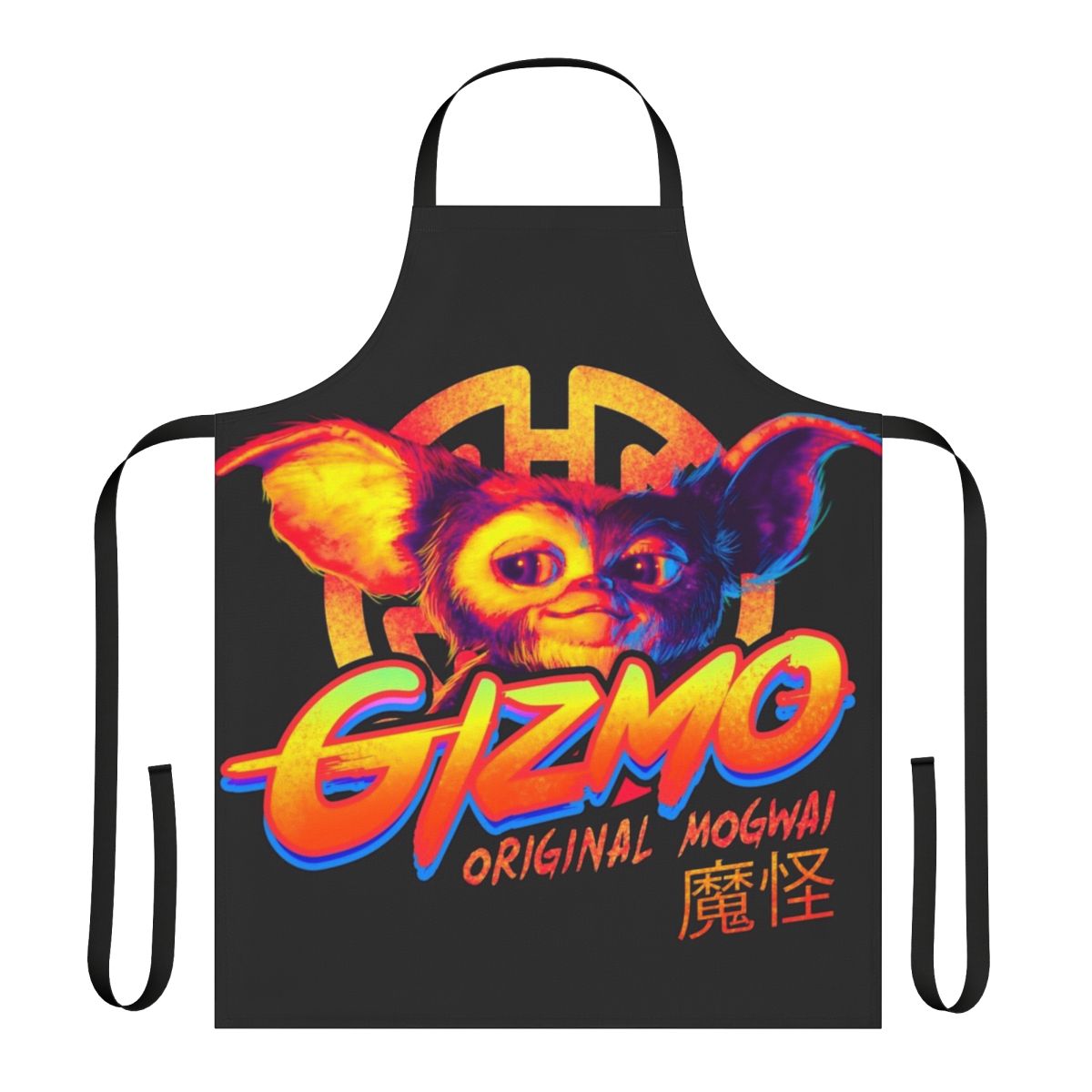 Retro-inspired Mogwai apron featuring classic Gremlins horror movie imagery