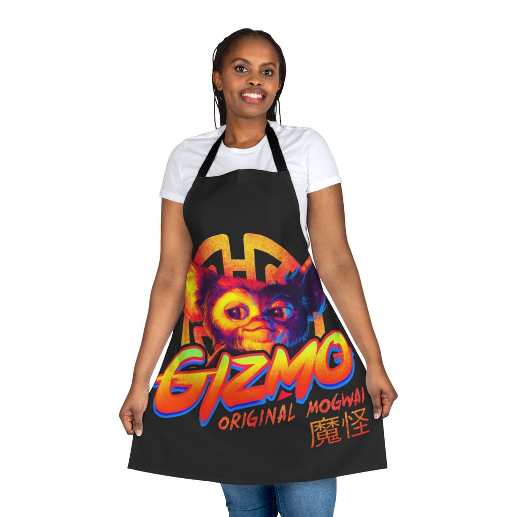 Retro-inspired Mogwai apron featuring classic Gremlins horror movie imagery