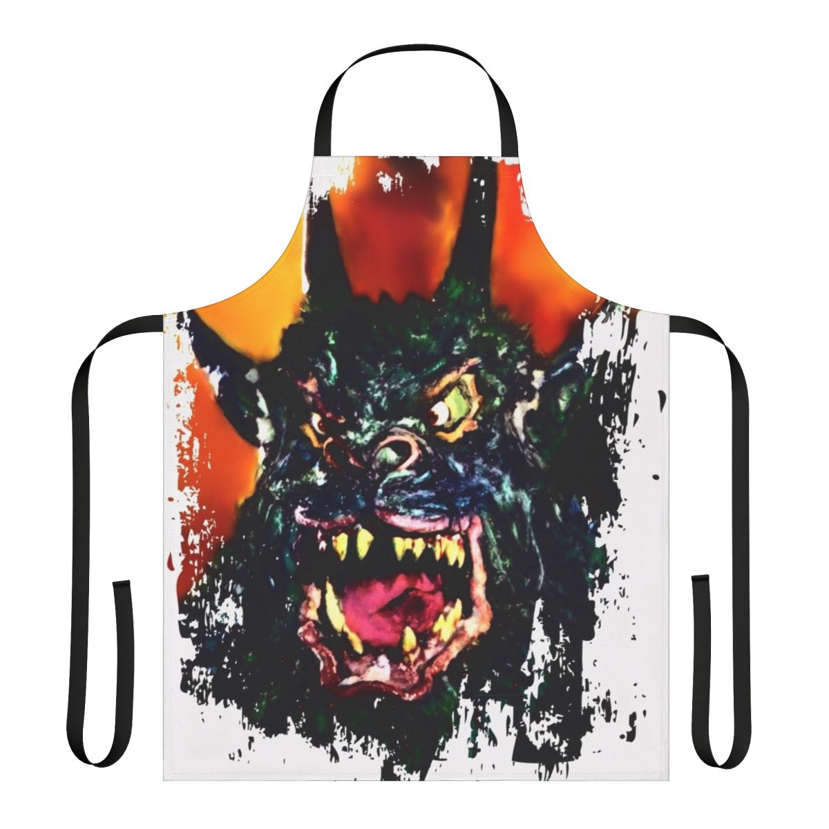 Apron featuring a vintage-style monster design inspired by classic cult films and horror movies.