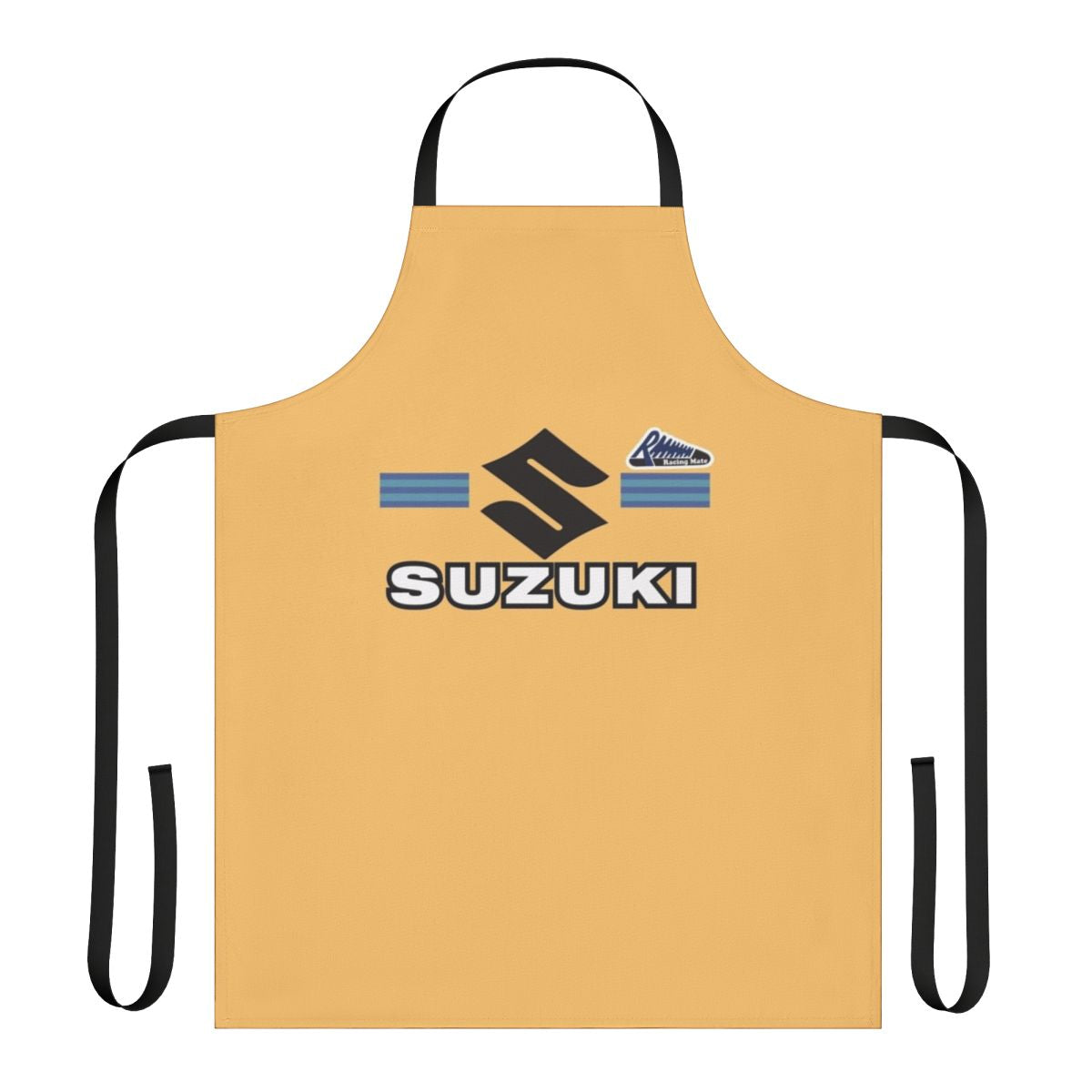 Vintage-inspired shirt apron with retro motorcycle graphics