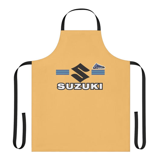 Vintage-inspired shirt apron with retro motorcycle graphics