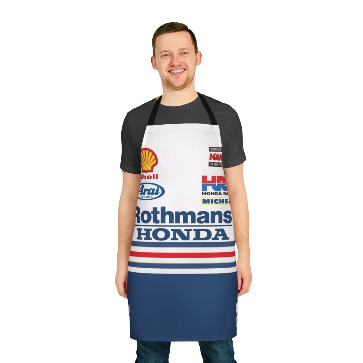 Retro-styled nsr racing apron for motorcycle enthusiasts