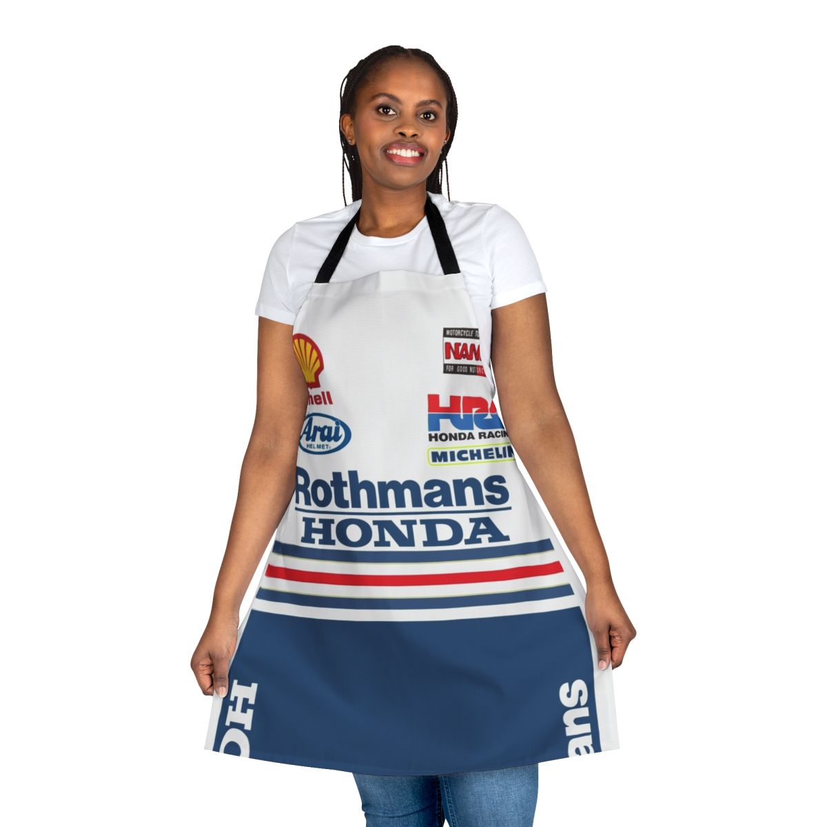Retro-styled nsr racing apron for motorcycle enthusiasts