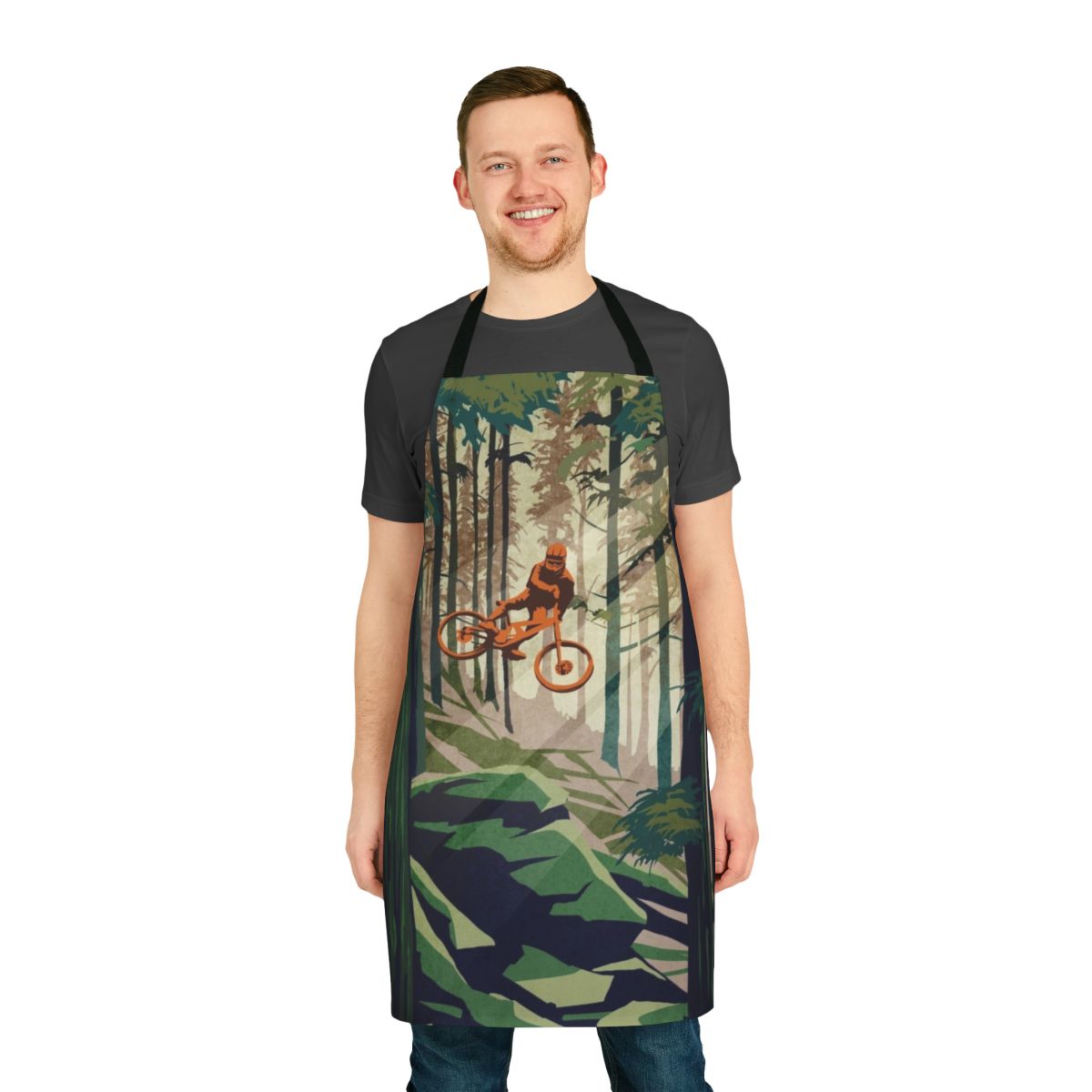Retro mountain bike cycling apron with motivational art design