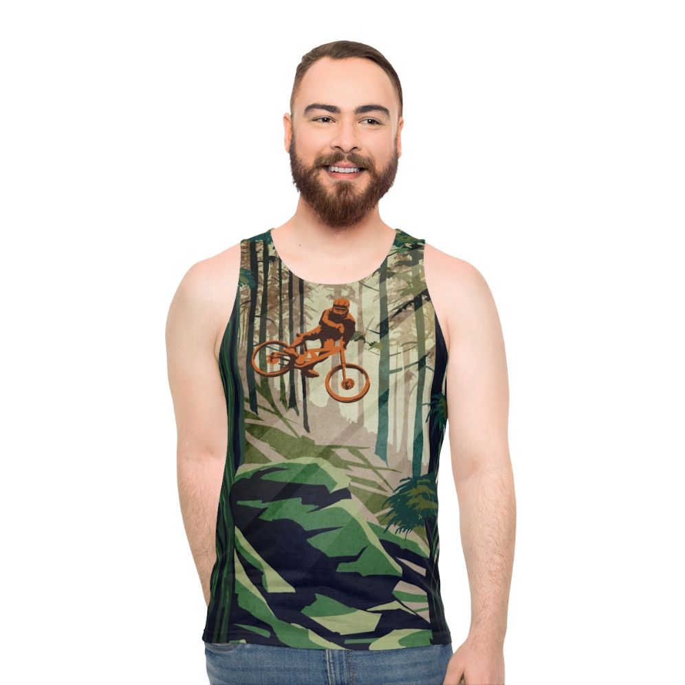 Retro mountain bike therapy unisex tank top