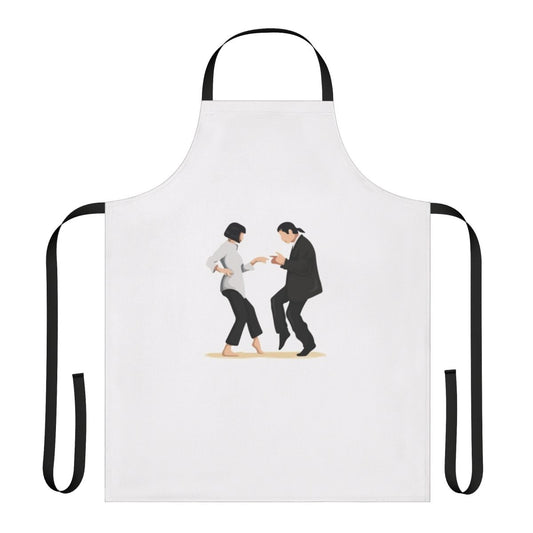 Vibrant and retro-styled Pulp Fiction-themed apron for movie fans and kitchen enthusiasts.