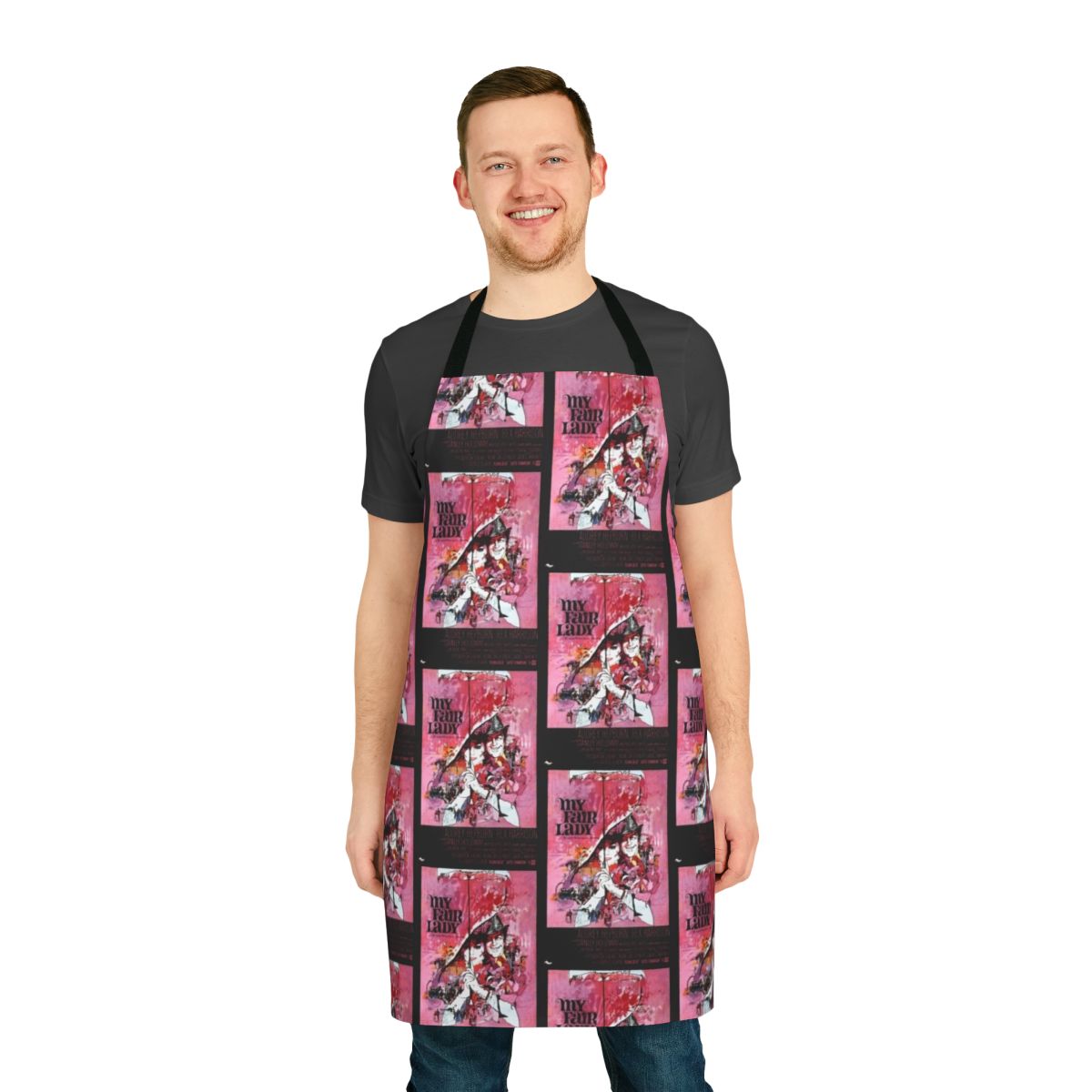 Retro movie merchandise apron featuring Audrey Hepburn's classic film My Fair Lady