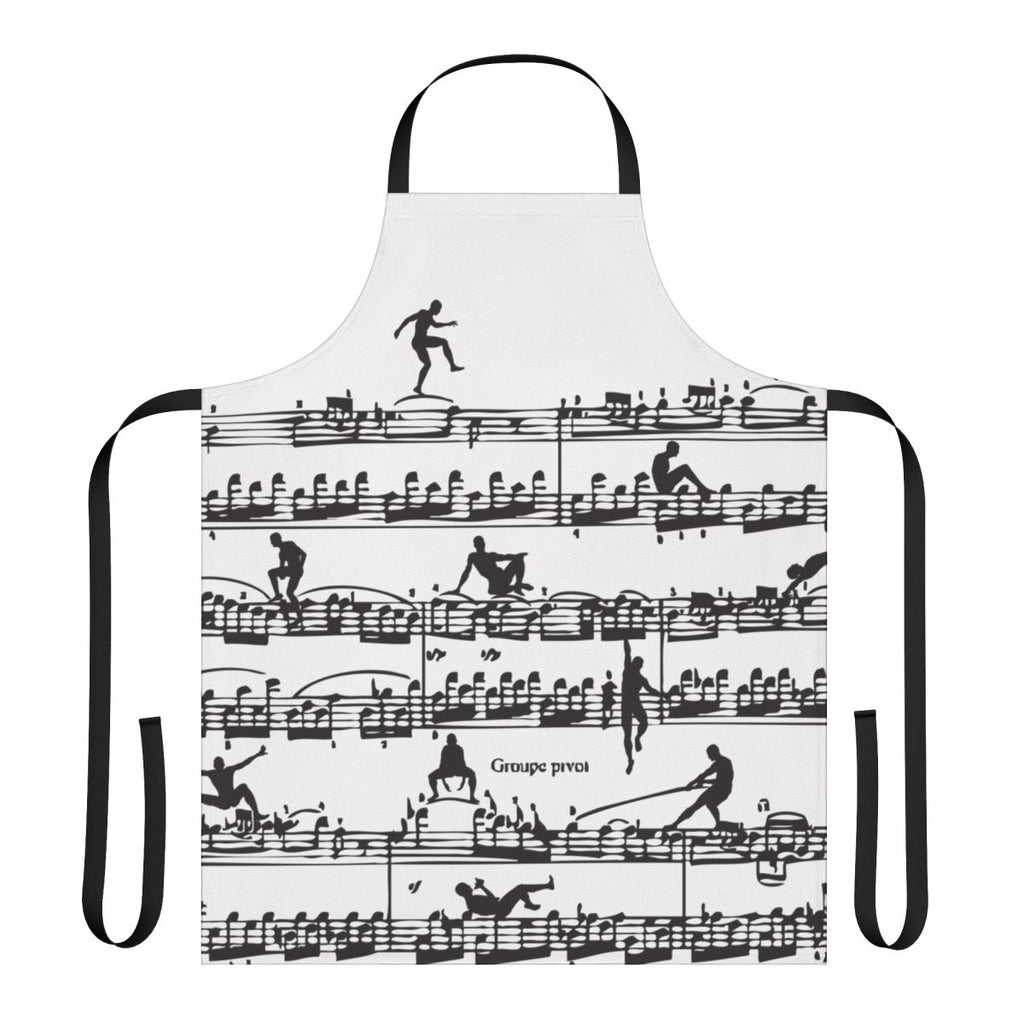 Retro-style apron featuring a silhouette of classical composer Wolfgang Amadeus Mozart, with musical notes and instruments in a fun, vintage-inspired design.