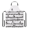 Retro-style apron featuring a silhouette of classical composer Wolfgang Amadeus Mozart, with musical notes and instruments in a fun, vintage-inspired design.