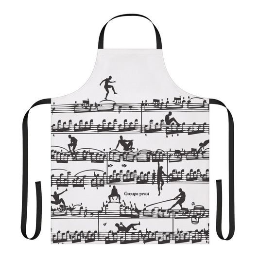 Retro-style apron featuring a silhouette of classical composer Wolfgang Amadeus Mozart, with musical notes and instruments in a fun, vintage-inspired design.
