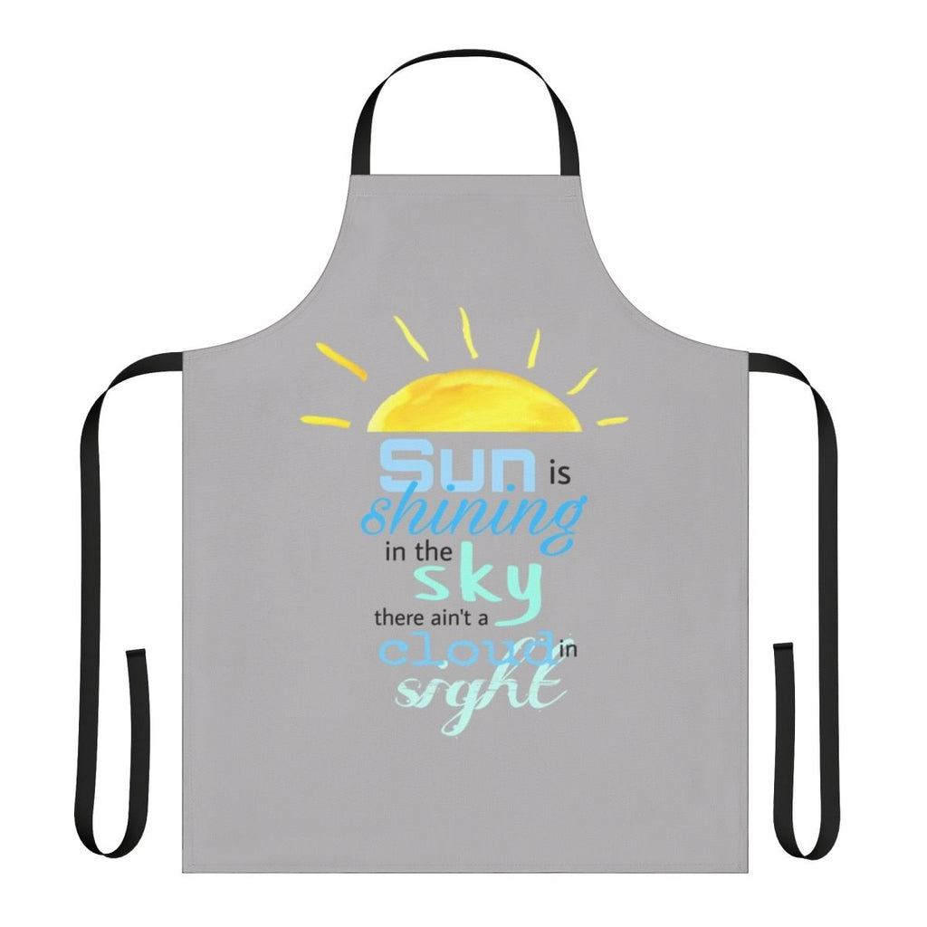Retro-style apron featuring the iconic "Mr. Blue Sky" design from the Electric Light Orchestra's 1977 album "Out of the Blue"