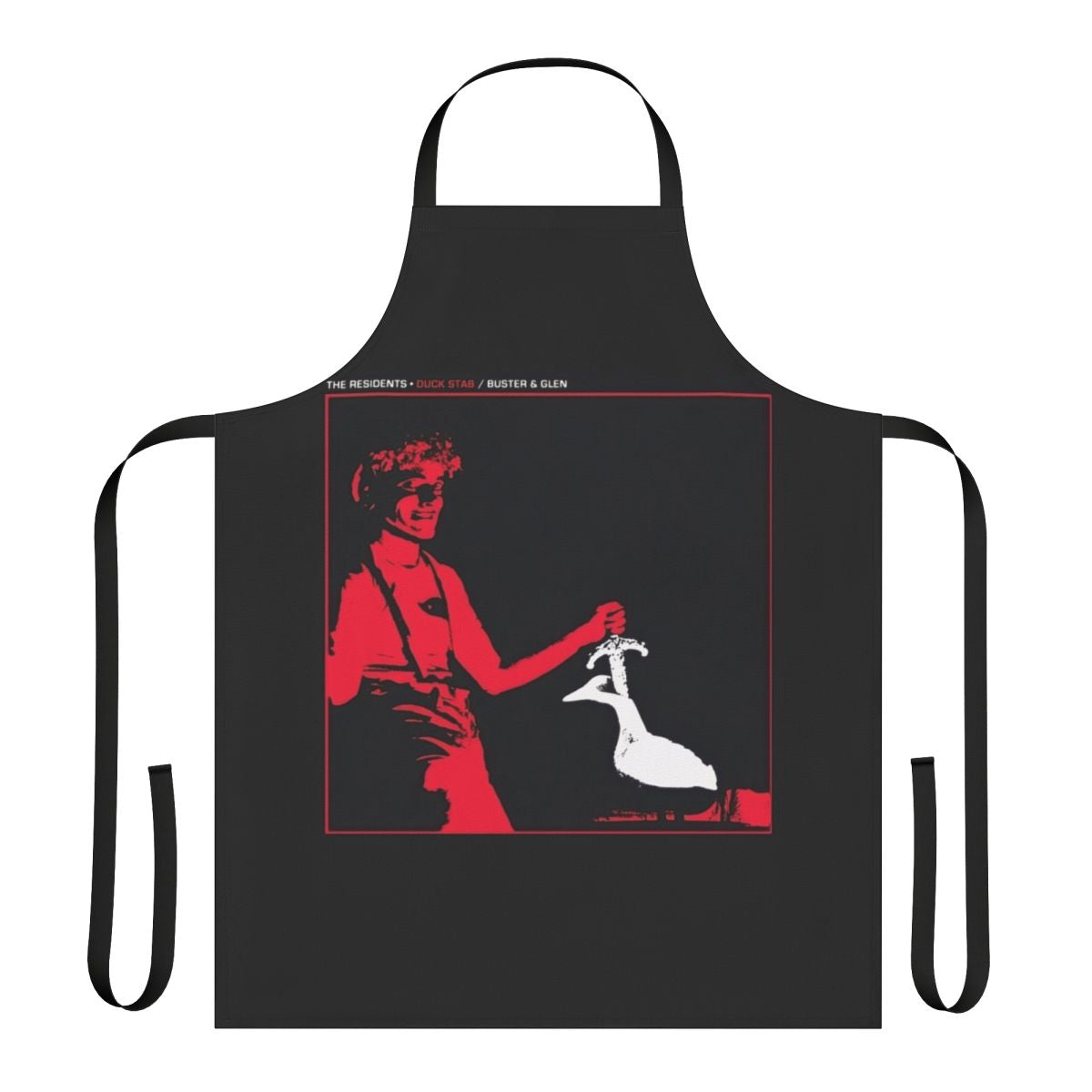 Retro apron featuring abstract artwork inspired by the musical group The Residents' 1978 album 'Duck Stab'