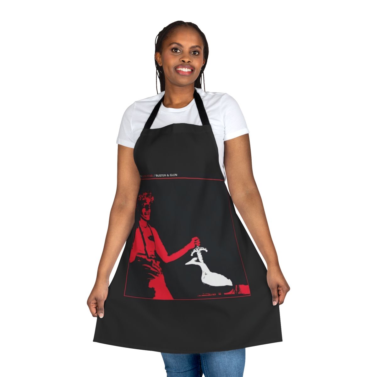 Retro apron featuring abstract artwork inspired by the musical group The Residents' 1978 album 'Duck Stab'