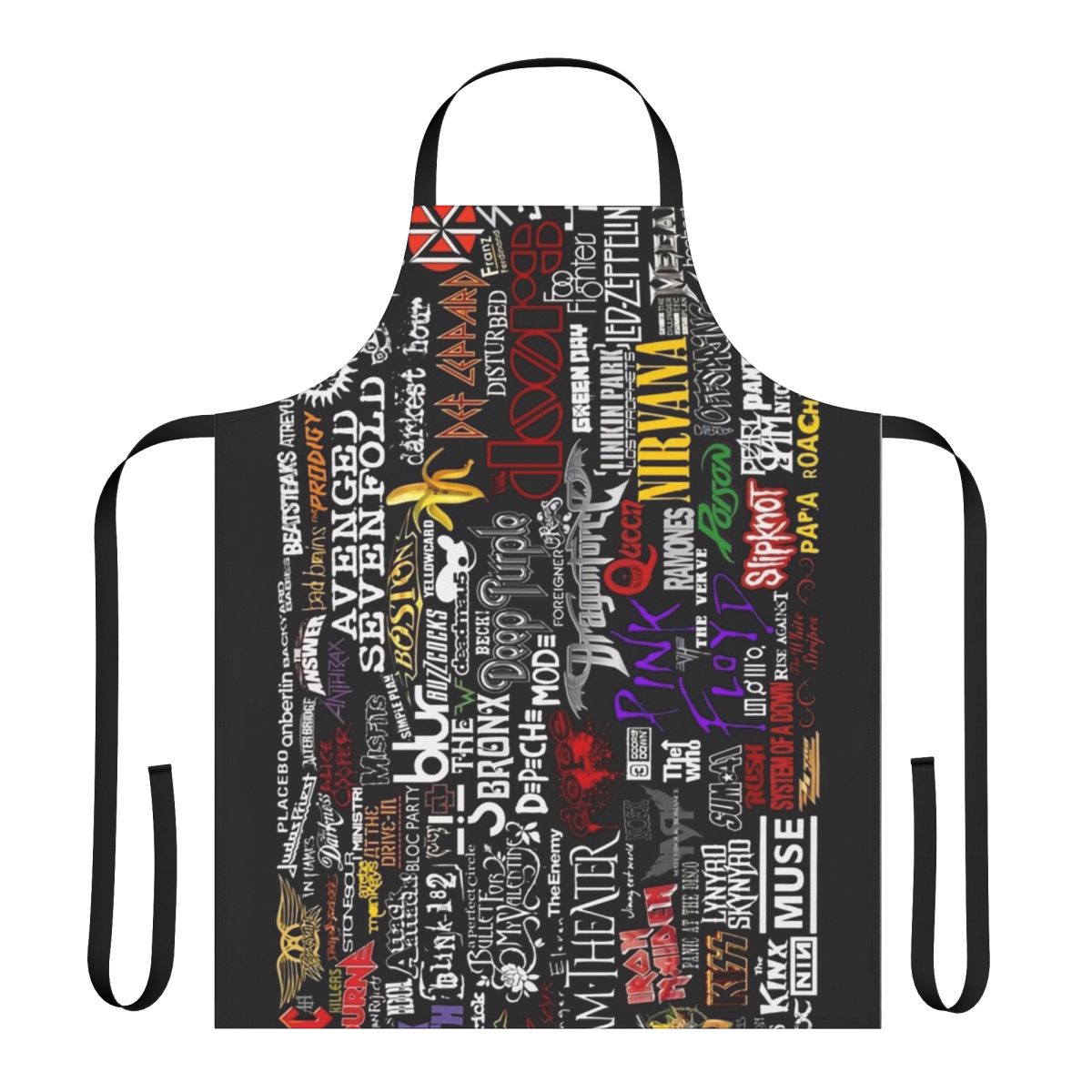 Retro music collage apron with vintage tape, song and audio elements