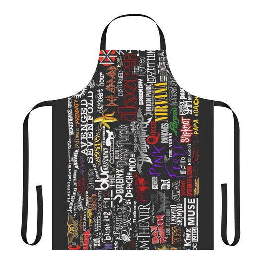 Retro music collage apron with vintage tape, song and audio elements