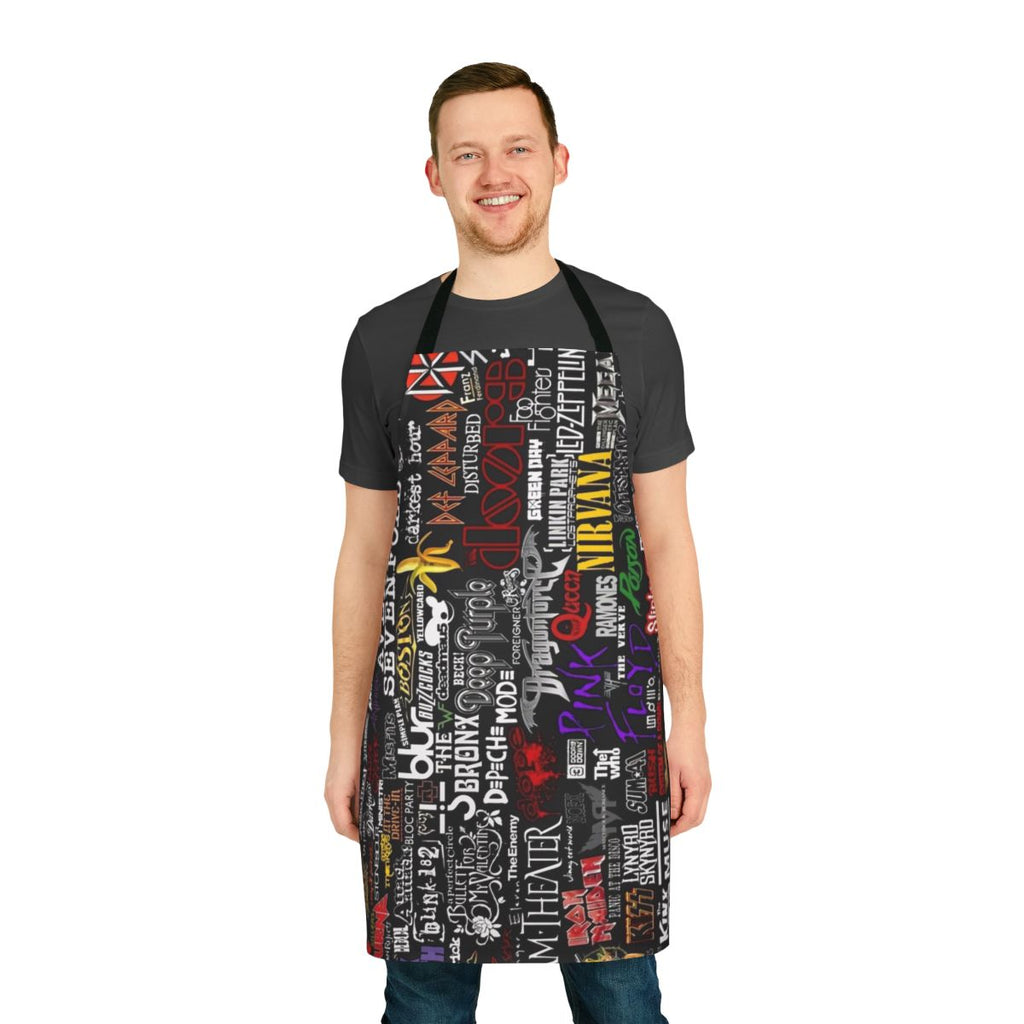 Retro music collage apron with vintage tape, song and audio elements