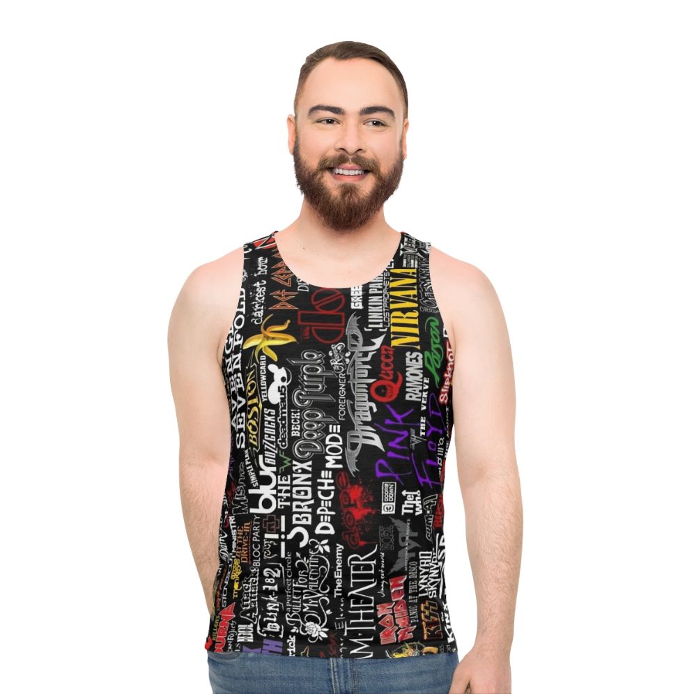 Retro Music Collage Unisex Tank Top