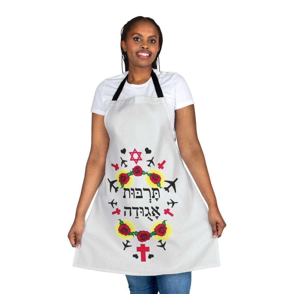 Colorful pop art portrait of famous 80s pop star Boy George, featured on a high-quality apron.
