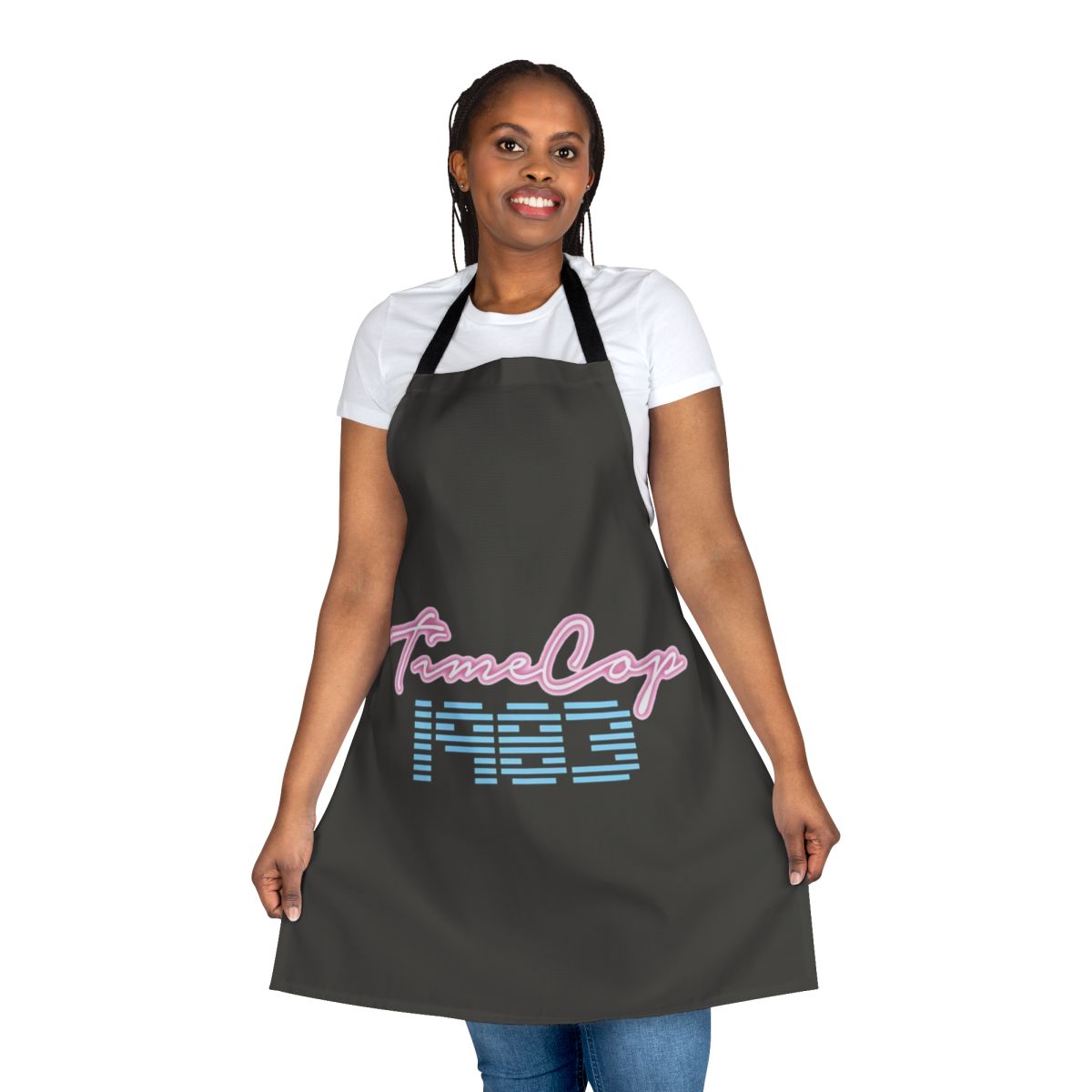 Stylish apron featuring the Timecop 1983 logo and retro 80s synthwave design