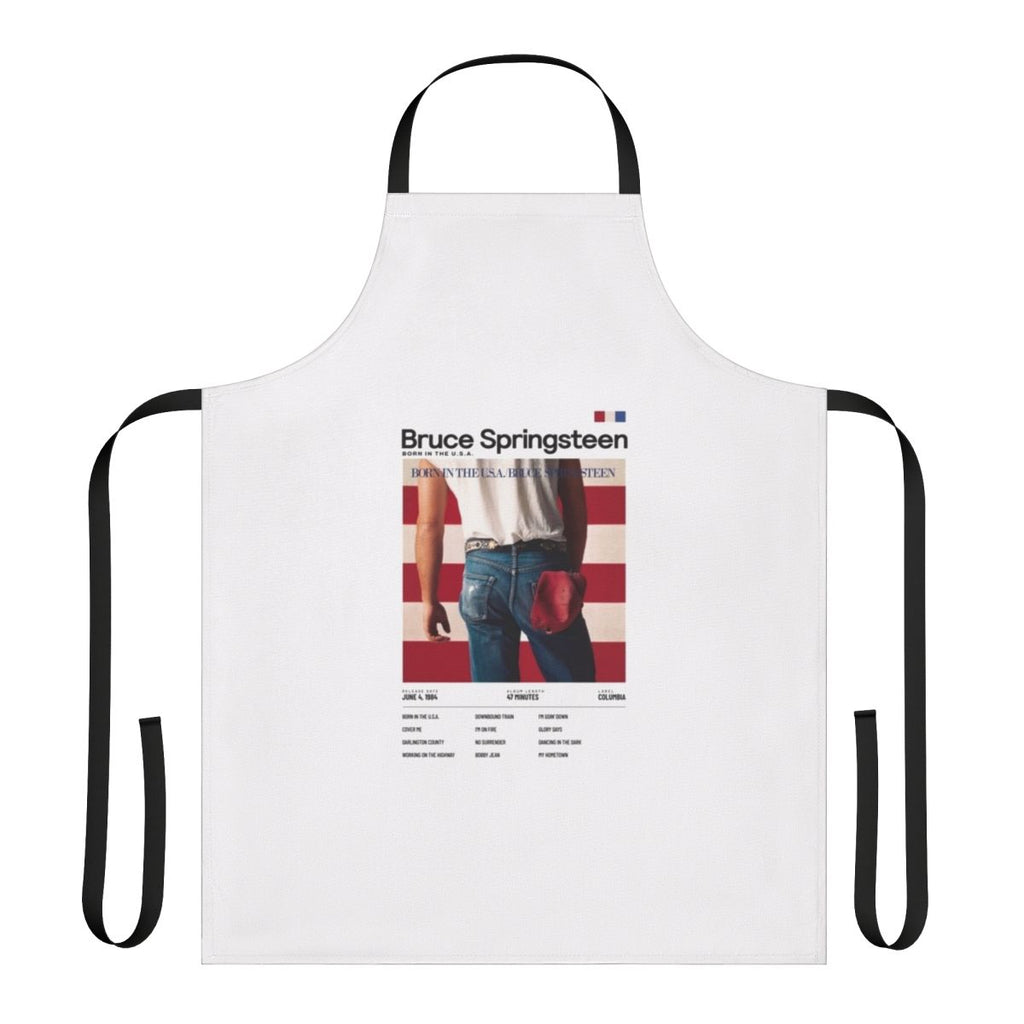 Bruce Springsteen inspired apron with 'Born in the USA' album art design