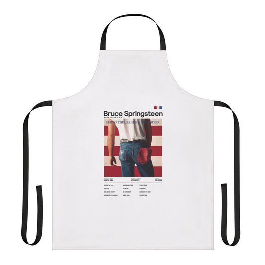 Bruce Springsteen inspired apron with 'Born in the USA' album art design