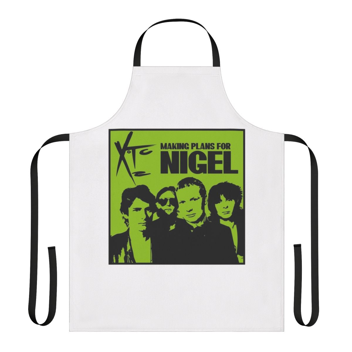 Retro apron featuring the album cover art for XTC's "Making Plans for Nigel"