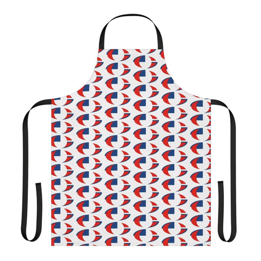 Retro-style apron featuring the logo of Creation Records, a iconic British indie music label.