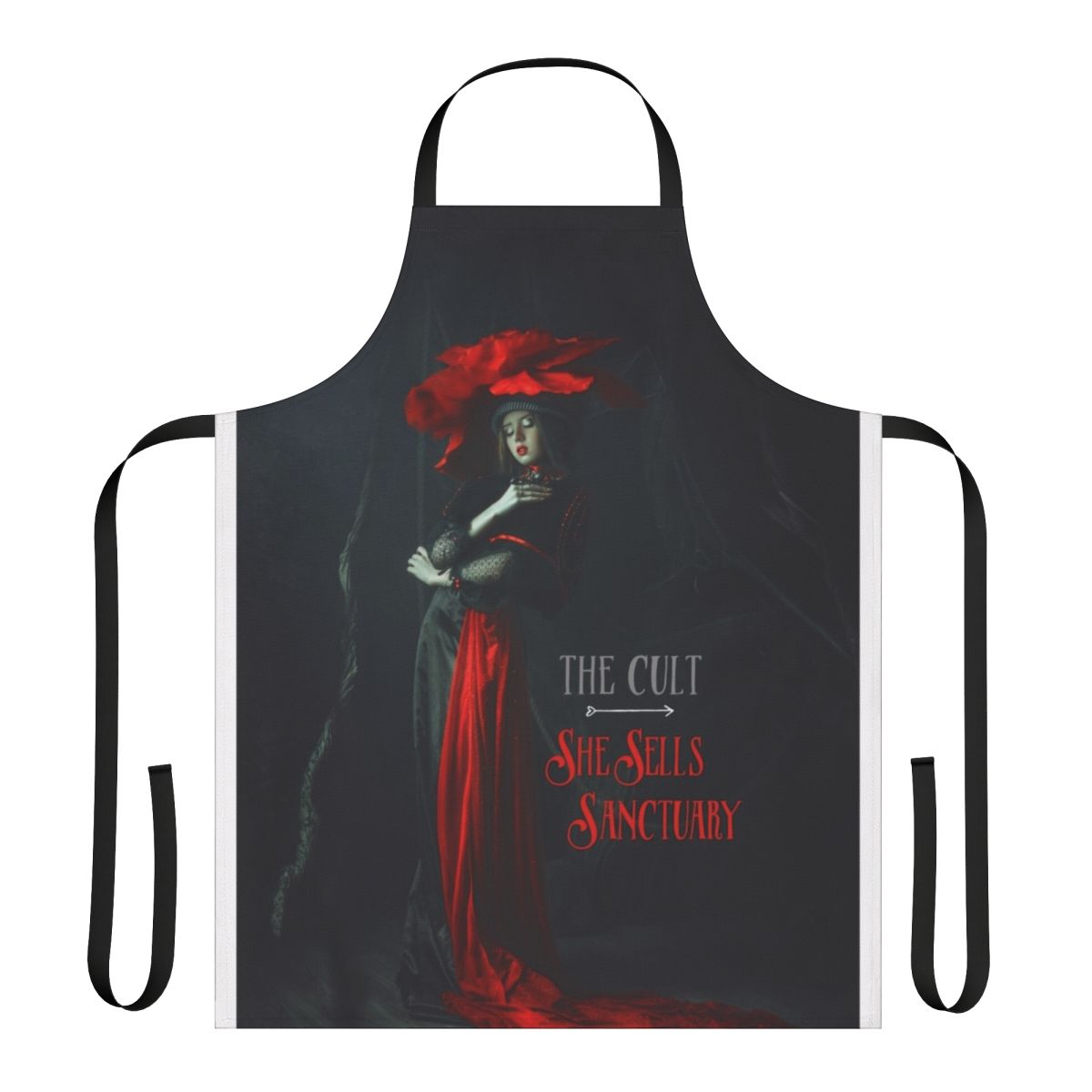 Apron featuring the iconic "She Sells Sanctuary" logo from the 80s band The Cult