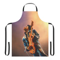 Retro-style apron featuring a musical theme and Prince-inspired design