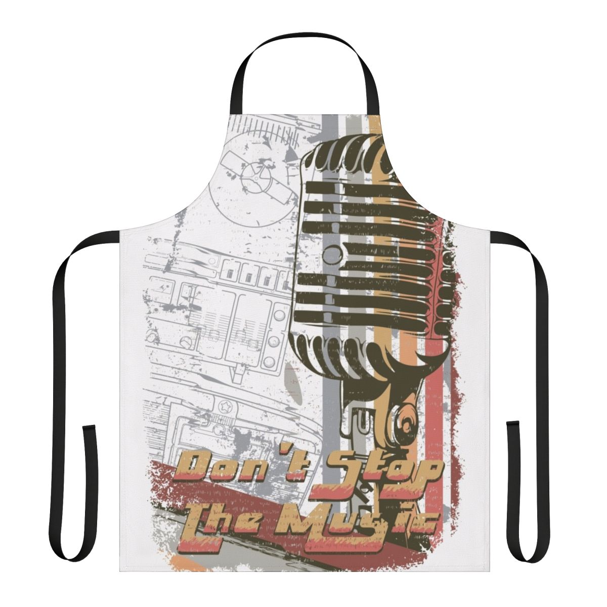 Vintage-inspired apron with retro microphone design for music lovers