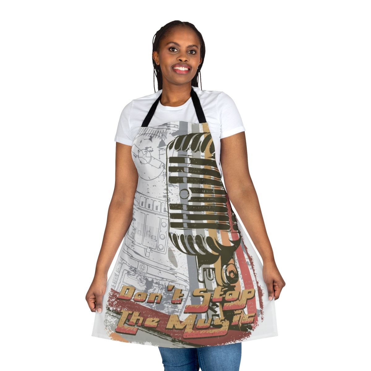 Vintage-inspired apron with retro microphone design for music lovers