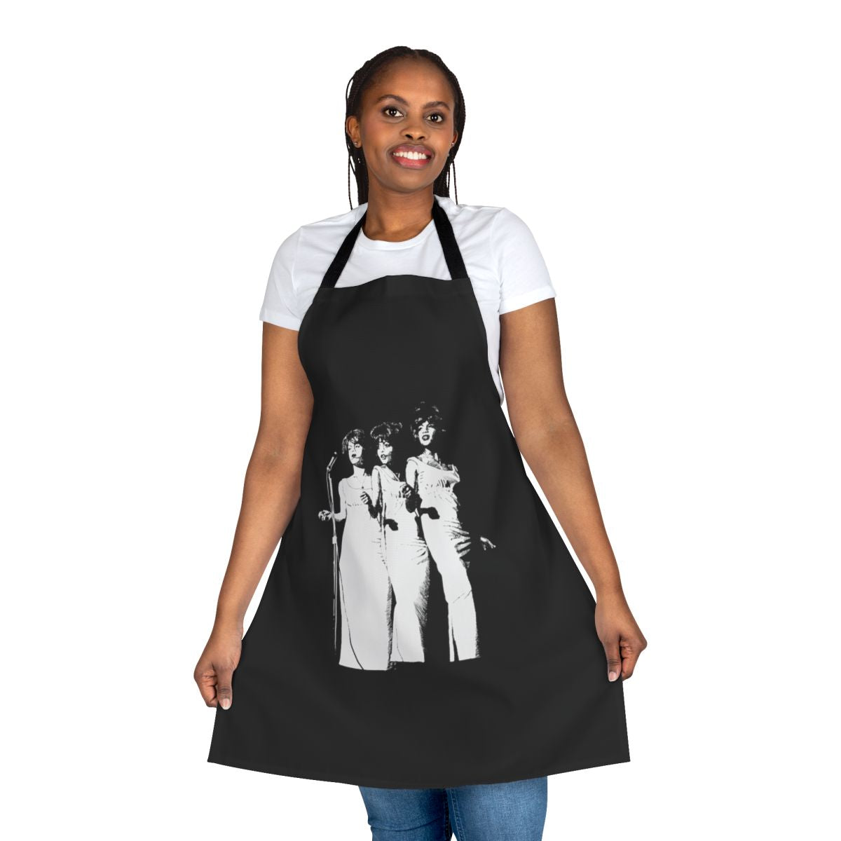 Vintage-style apron featuring the iconic Motown group The Supremes
