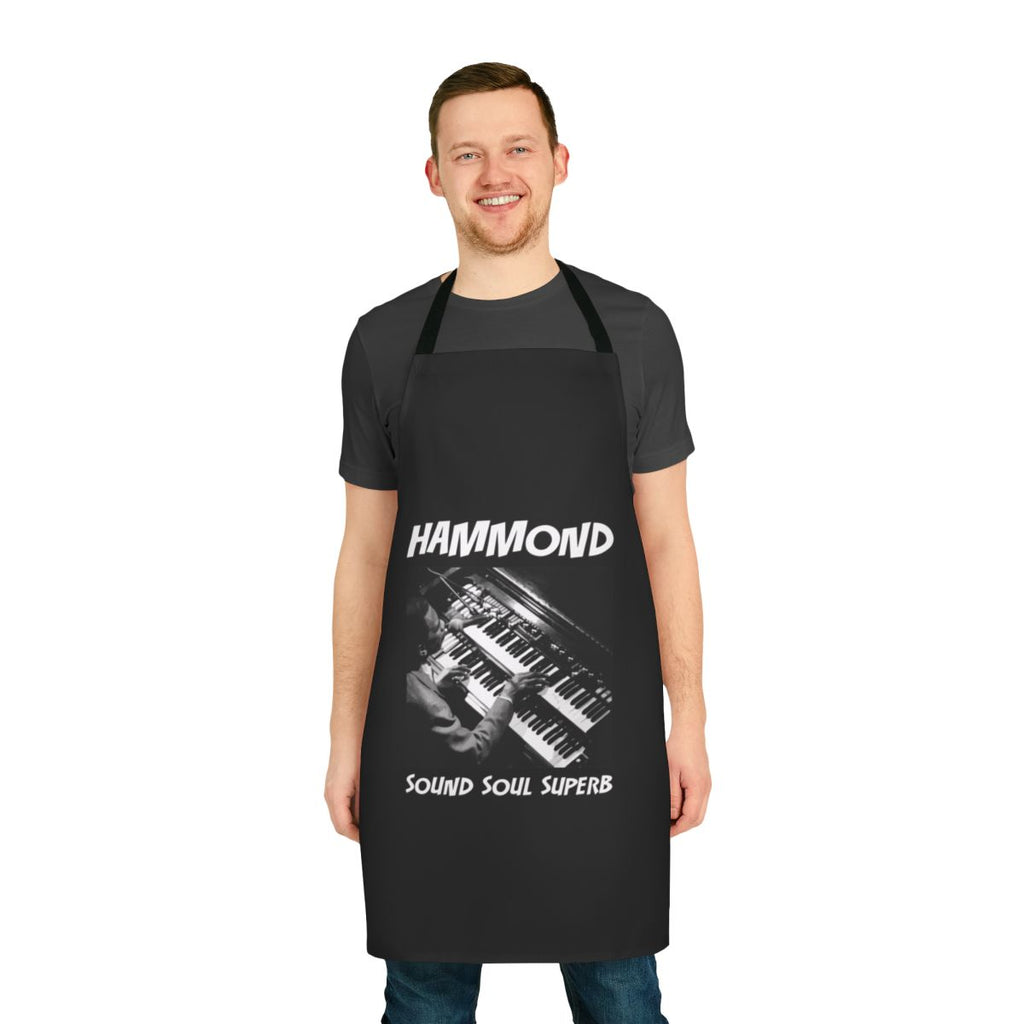 Stylish vintage-inspired Hammond organ-themed apron for music enthusiasts