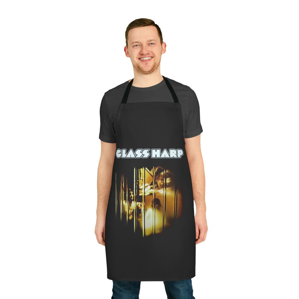 Retro music themed apron with glass harp design