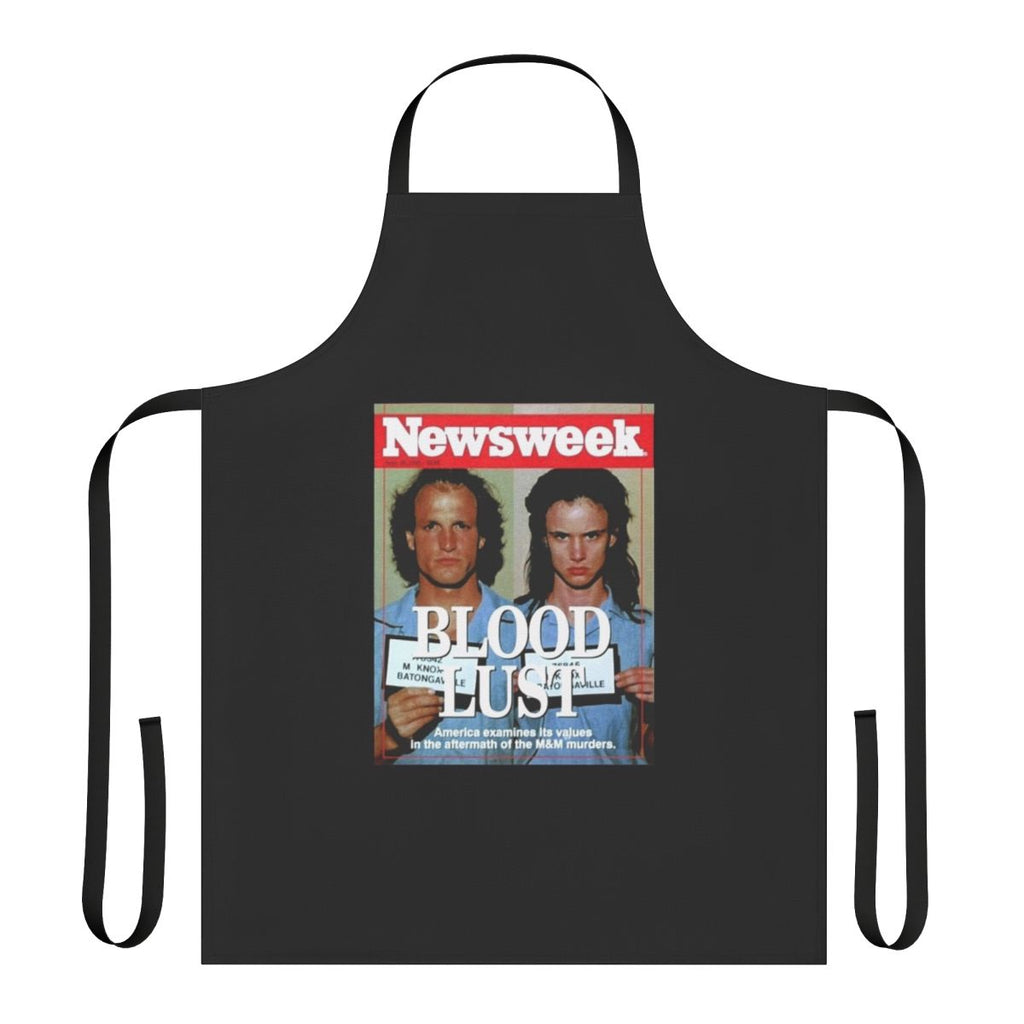 Retro apron featuring a design inspired by the 1994 film Natural Born Killers