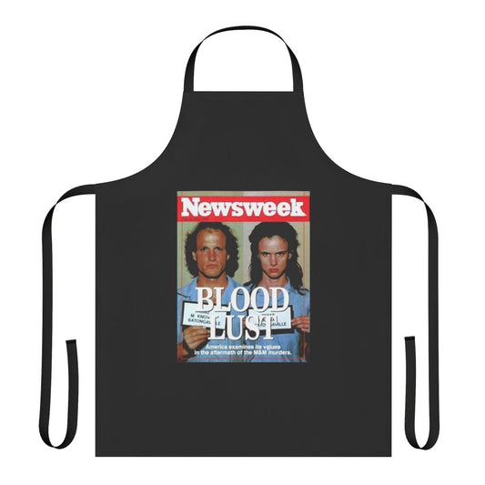 Retro apron featuring a design inspired by the 1994 film Natural Born Killers