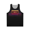 Retro neon sunset cassette tape graphic unisex tank top