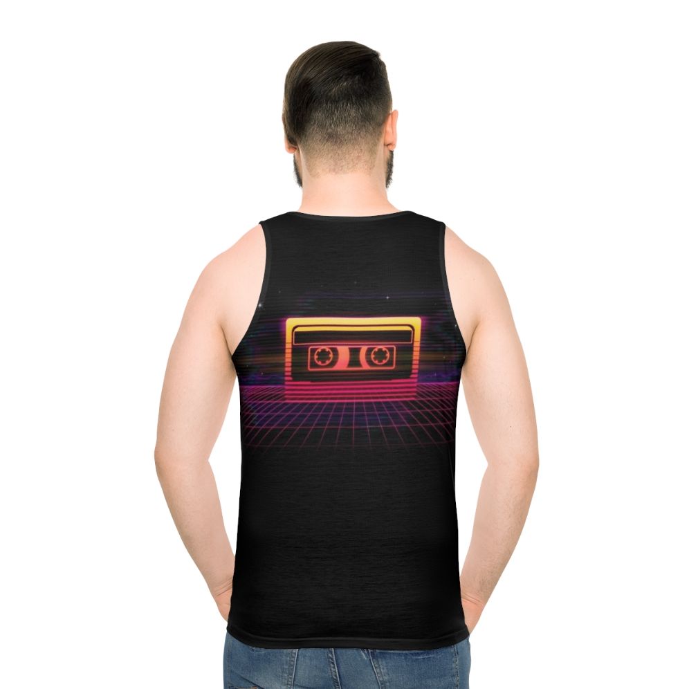 Retro neon sunset cassette tape graphic unisex tank top
