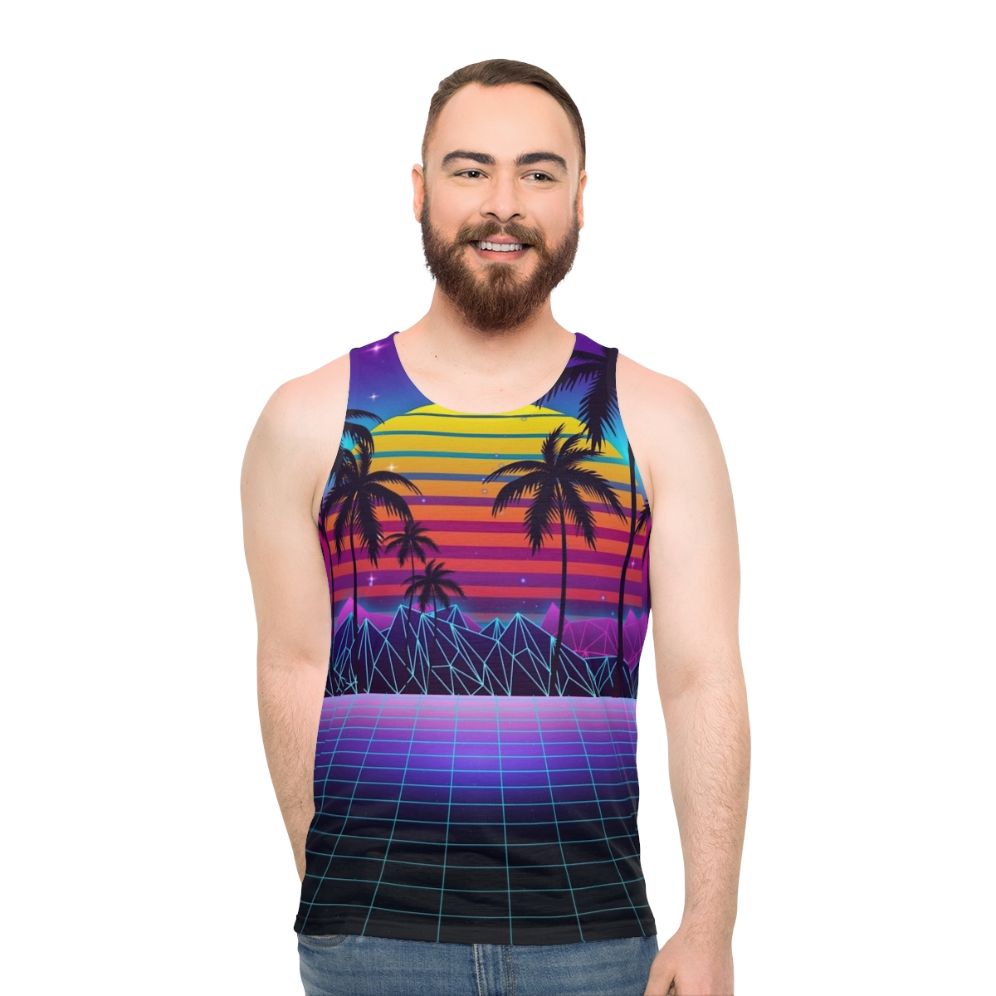 Retro neon synthwave unisex tank top