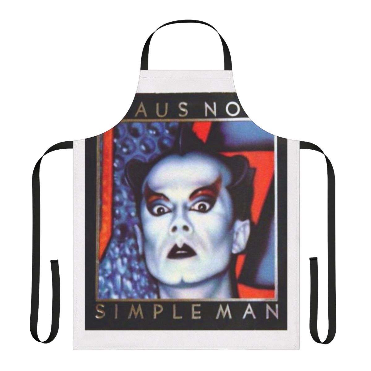 Klaus Nomi-inspired new wave apron with simple man design