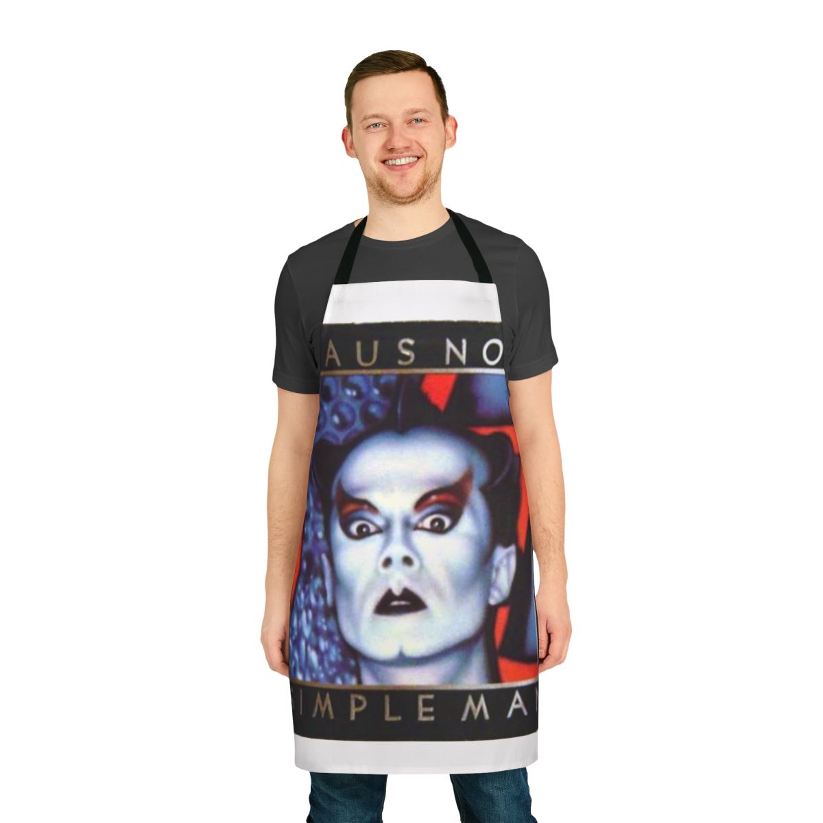 Klaus Nomi-inspired new wave apron with simple man design