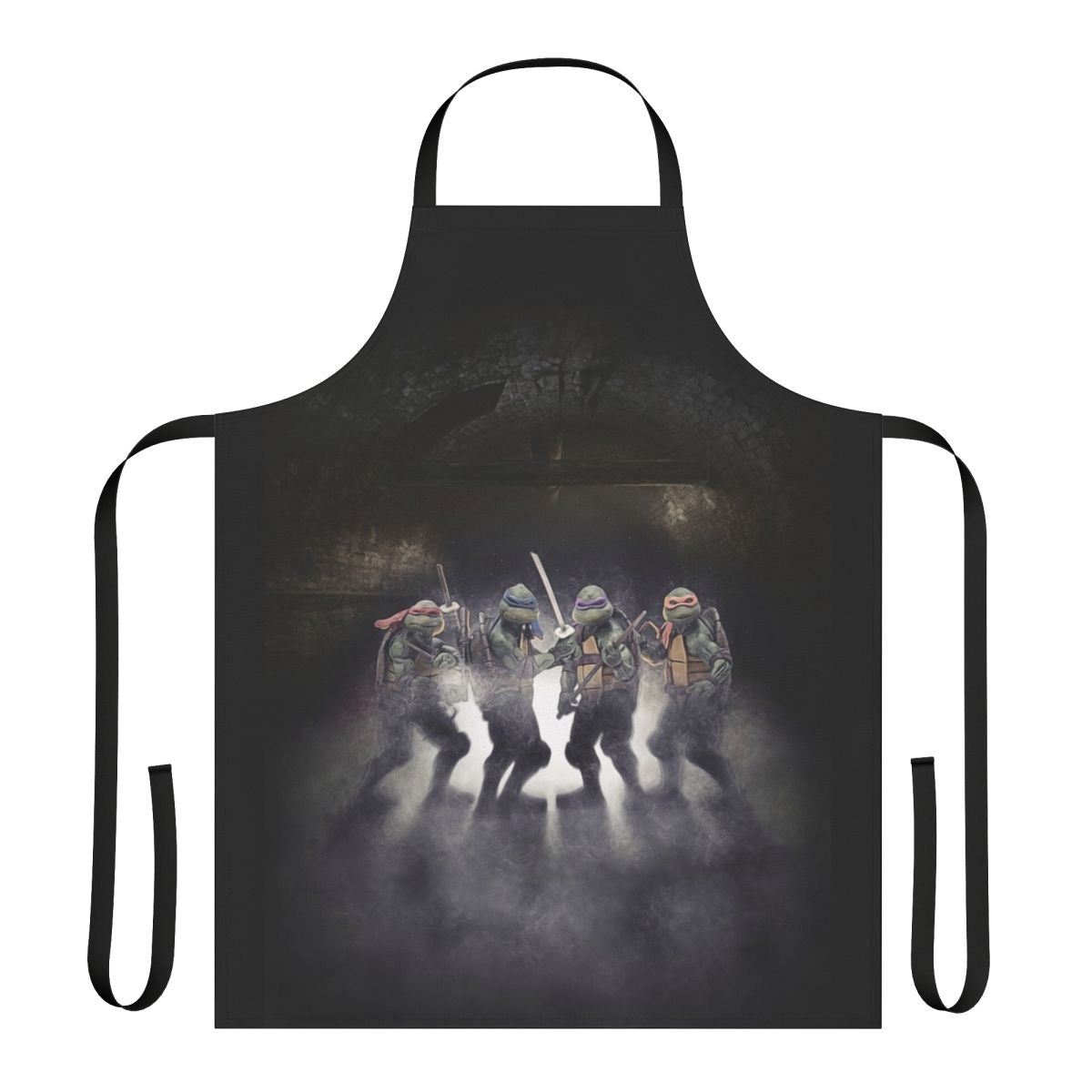 Vibrant Ninja Turtles-themed apron with retro 90s style graphics