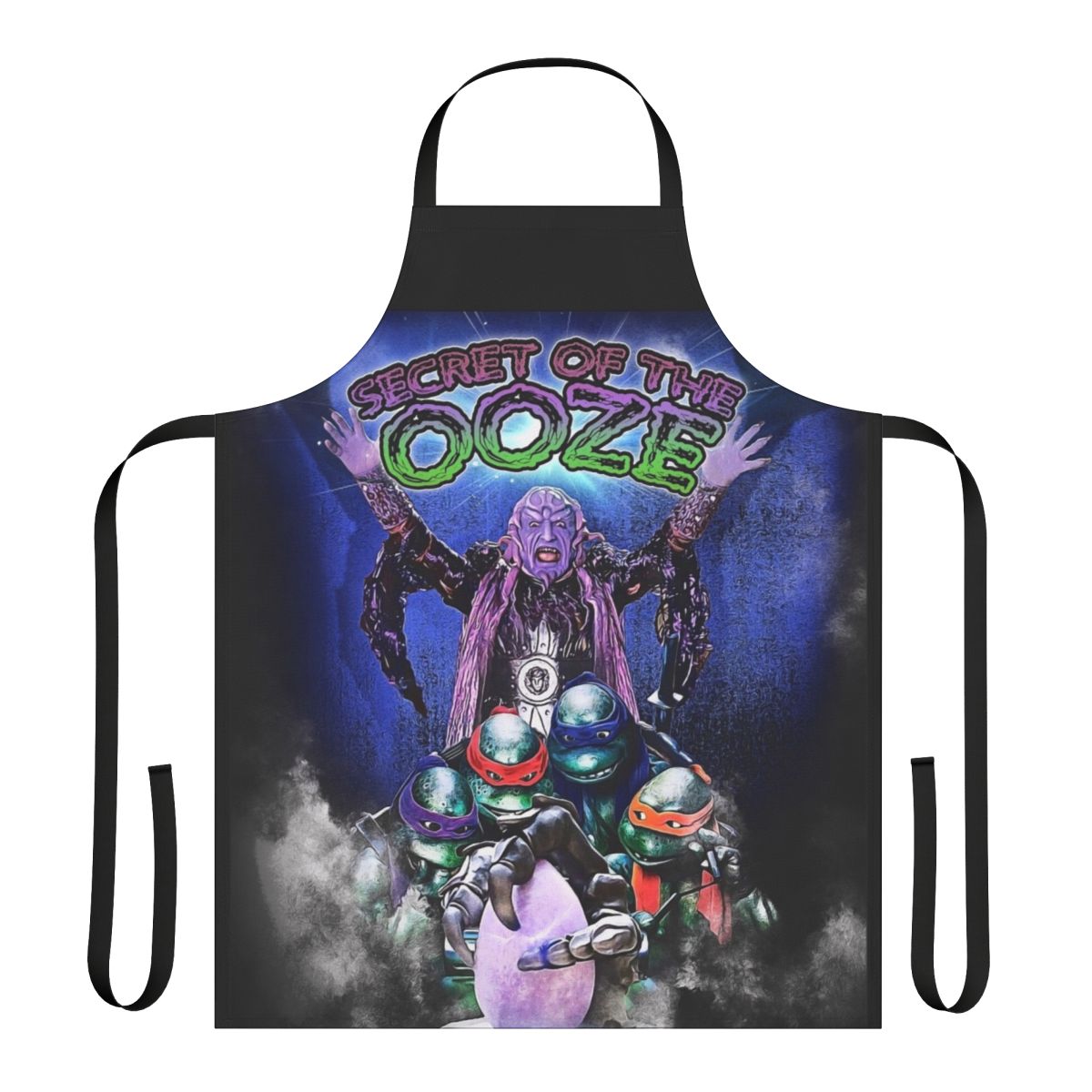 Retro Ninja Turtles Mashup Apron featuring the iconic characters and the film "The Secret of the Ooze"