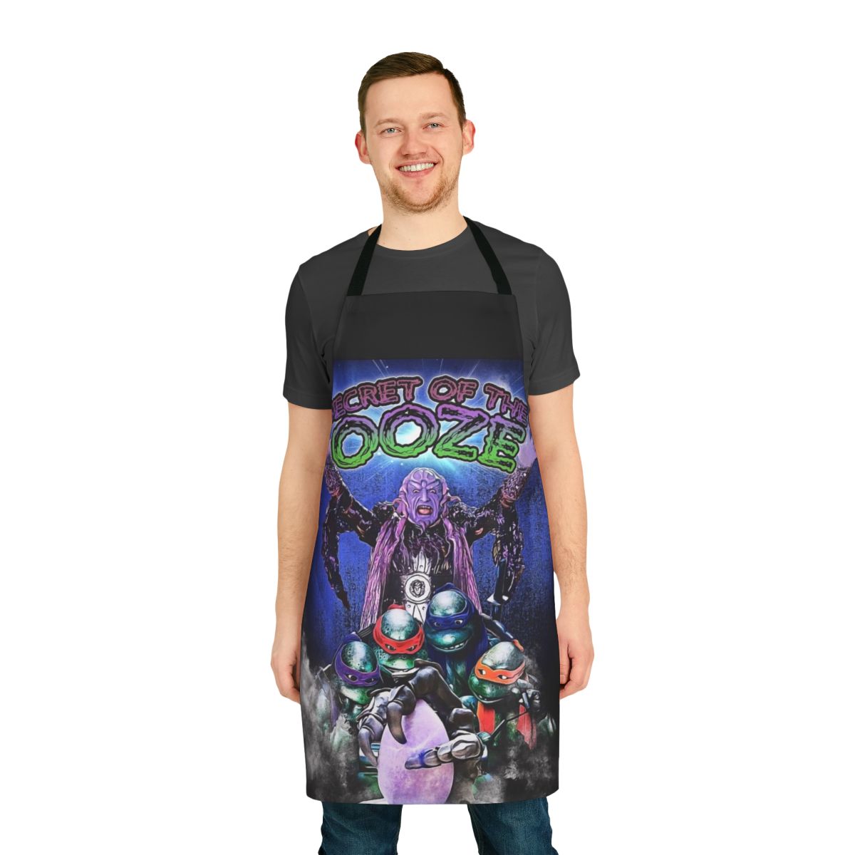 Retro Ninja Turtles Mashup Apron featuring the iconic characters and the film "The Secret of the Ooze"