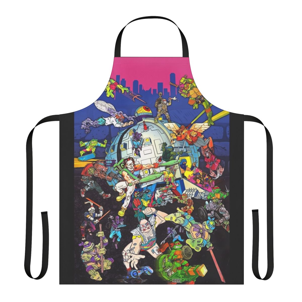 Vintage Ninja Turtles Pizza Classic Art Apron featuring the iconic 80s/90s cartoon characters