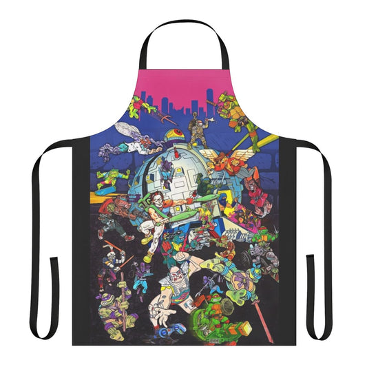 Vintage Ninja Turtles Pizza Classic Art Apron featuring the iconic 80s/90s cartoon characters