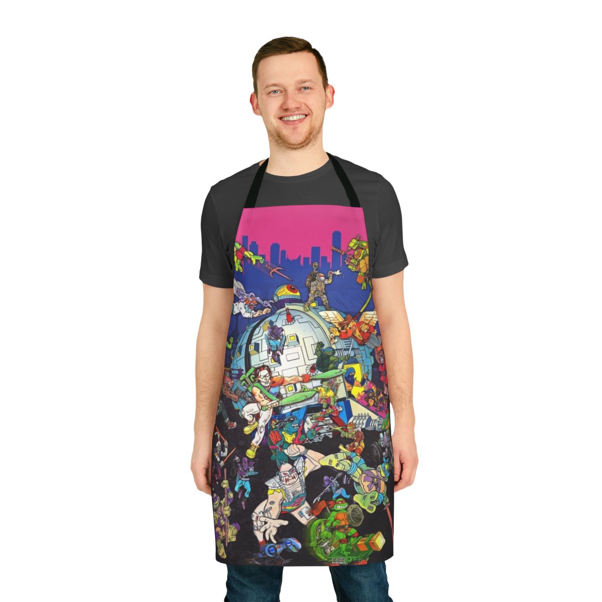 Vintage Ninja Turtles Pizza Classic Art Apron featuring the iconic 80s/90s cartoon characters