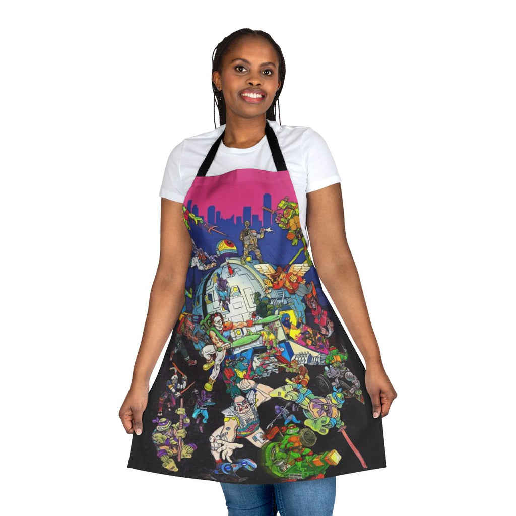 Vintage Ninja Turtles Pizza Classic Art Apron featuring the iconic 80s/90s cartoon characters